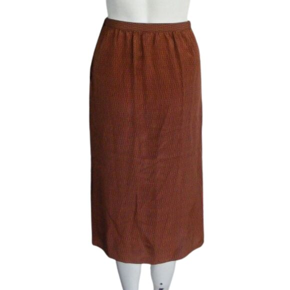 Vintage CALVIN KLEIN Skirt Set, S/XS, Lightweight Silk, 2 piece Top/Skirt, Brown - Picture 9 of 13